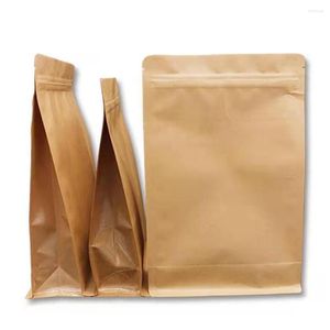 Gift Wrap 50Pcs/Lot Kraft Paper Eight Side Seal Food Package Bag Stand Up Reusable Reclosable Candy Tea Gifts Dried Fruits