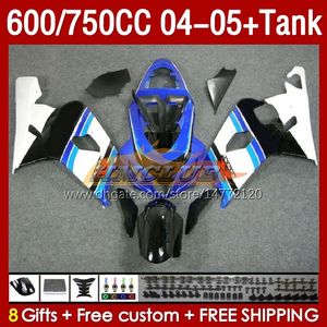 Spritzguss-Verkleidungstank für Suzuki GSXR-600 GSXR750 GSXR600 GSXR-750 K4 2004 2005 153Nr.70 GSX-R600 GSXR 600 750 CC 04-05 600CC 750CC 04 05 OEM-Verkleidung blauer Bestand