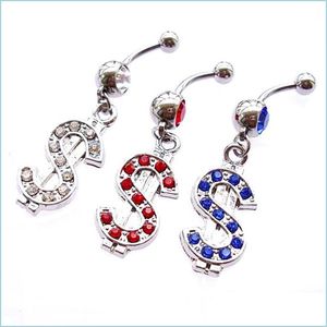 Nabel-Klingelknopf-Ringe, Dollar-Stil, Bauchnabel-Nabel-Ringe, Körperpiercing-Schmuck, baumelnde Accessoires, modischer Charme D Dhseller2010 Dhuom