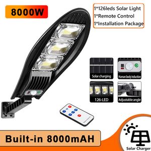 10000W Upgraded 168LED Solar Street Light Outdoor Waterproof LED For Garden Wall Adjustable Angle Solar Lamp Built-in 10000mAH
