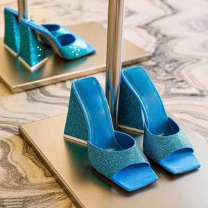 Casual Shoes Attico Summer Slippers For Womens Fashion Designers Abnormala klackar Sandaler Toppkvalitet äkta läderskor 11,5 cm High Heeled Slipper