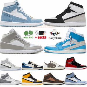1s Mens Basketball Shoes 1 Denim Hyper Royal Stage Haze Low Dark Reverse Mocha University Blue Bred Patent Heritage Mid Sports Sneakers Womens Trainers