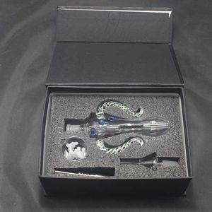 F￤rgglad nektarsamlare Glass Hosahs Bubbler vattenr￶r med titanspetsspik och Keck Clip