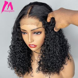 Part Curly 4x4 Closure Short Bob Brazilian Transparent Pre Plucked Remy Black Women Deep Wave Lace Front Human Hair Wigs
