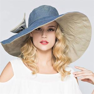 Ball Caps Novo 2019 Summer Fashion Floppy Hats Casual Travel Wide Brimed Sun Big Heads Praia dobrável para Women Cap Bone G284T