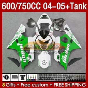 Injection Mold Fairings & Tank For SUZUKI GSXR-600 GSXR750 GSXR600 GSXR-750 K4 2004 2005 153No.69 GSX-R600 GSXR 600 750 CC 04-05 600CC 750CC 04 05 OEM Fairing green stock