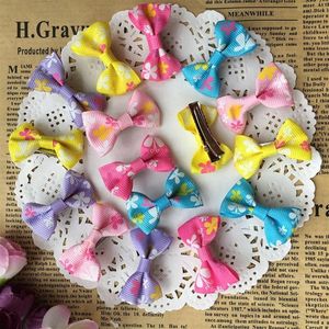 100pcs cute colorful butterfly print Small Bow Kids Baby Girls Hair Clips Hairpins Barrettes hair accessories Gifts269l