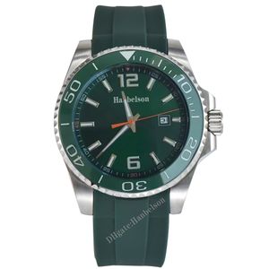 Reloj verde reloj autom￡tico movimiento mec￡nico de pulsera bisel de cer￡mica luminosa manos de la mano de la altura de goma deportiva
