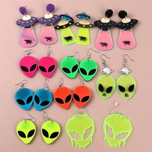 Dangle & Chandelier FishSheep Cute Alien UFO Spaceship Acrylic Drop Earrings For Women Exaggerated Flying Saucer Earring Hip Hop Fashio318A