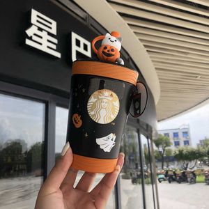 Starbucks Cadılar Bayramı Kupa Tumbler Contigo Pumpkin Bear Hayalet Paslanmaz Çelik Taşınabilir Saman Kupası Oynayın