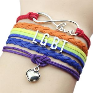 Custom-Infinity Love owij geja duma LGBT Rainbow Heart Charm Bracelets Infinity Love Friendship Prezenty ślubne uroki osobiste biżuteria 2180