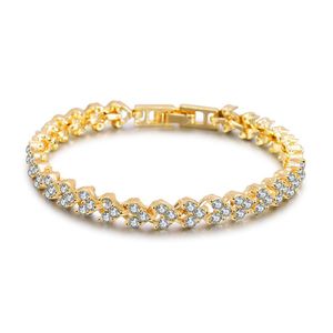 Luxury ￖsterrike Crystal Armband Gold Silver Rose Gold Charms Armband med Zircon Diamond Roman Tennis Armband203B