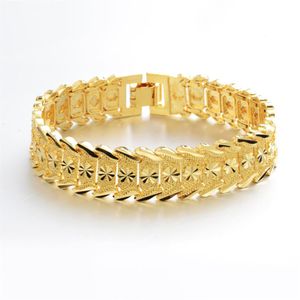 Bracciale con cinturino per orologio da uomo placcato in oro reale 18 carati con catena intagliata a forma di esplosione di stelle 9 12MM Wide215t