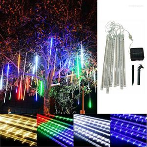 Strips 30cm Waterproof LED Strip Solar Meteor Shower Lights Xmas Decor Party Falling Star Rain Drop Icicle String For Outdoor Garden