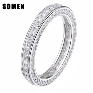 Somen Real 925 Sterling Silver Rings for Women Fashion Wedding Rings Engagement Band Queen Jewelry Sieraden Bague Mariage Femme J190716231n