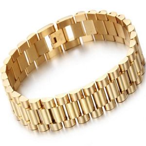 Moda 15mm Luxury Mens Womens Womens Watch Watch Watch Band Bracelet Hiphop Gold Silver Aço inoxidável Banda de vigia pulseira de pulseira C2529233A