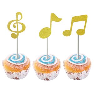 6pcs/Set Music Note Cake Inserted Card Cupcake Paper Music Notes Inserts Cards Baking Decoration Festival Party Anniversary Decor TH0368