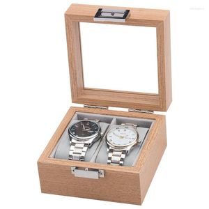 Watch Boxes 2 Girds Display Box With Pillow Wooden Packaging Case For Men And Women Wristwatch Perfect Gift