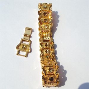 Bracelete de pepita de ouro amarelo de 18 K 15 mm de largura - 200 mm 20mm prolongado feito em CN - Garantia Lifetime175g