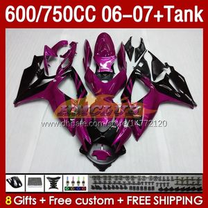 OEM Fairings & Tank For SUZUKI GSX-R600 GSXR750 GSXR600 K6 GSXR-750 06 07 154No.92 GSXR 600 750 CC 600CC 750CC 2006 2007 GSXR-600 06-07 Injection Mold Fairing rose glossy