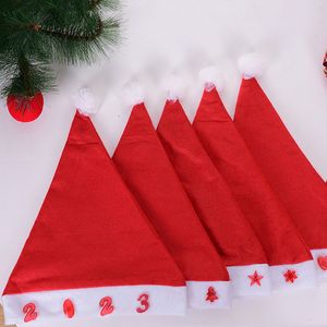 Red Christmas Hat With Light Non-woven Santa Claus Hats Adult Children Xmas Party Cosplay Cap Christmas Decoration Caps TH0335