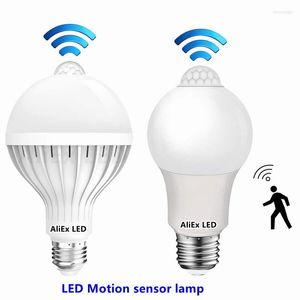 LED -rörelsesensorlampa E27 Universal Safety Night Light AC110V 220V Sparande energilampor PIR Decor Ampoule