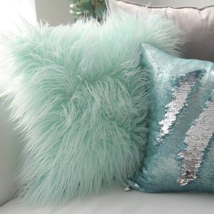 Pillow /Decorative Nordic Plush Pillowcase Wool Faux Fur S Sofa Bed Furry Long Hair Princess Cover Home Wedding Decora