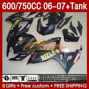 Flat RIZLA OEM Fairings & Tank For SUZUKI GSXR 600 750 CC GSX-R600 GSXR750 2006-2007 154No.109 GSXR-600 GSXR600 K6 600CC 750CC 2006 2007 GSXR-750 06 07 Injection Fairing