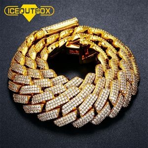 Iceoutbox 20 mm ciężki 3 rzędowy kryształ miami est pudełko pudełko kubańskie łańcuch łącza sześcien cyrkon naszyjnik choker bling bioder biżuteria 2202122916