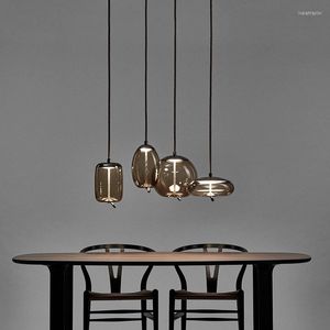 Pendant Lamps Postmodern Luxury Light Fixture Vintage Glass Lamp Nordic Style Minimalist Ceiling Elegance Smoky Gray Chandelier