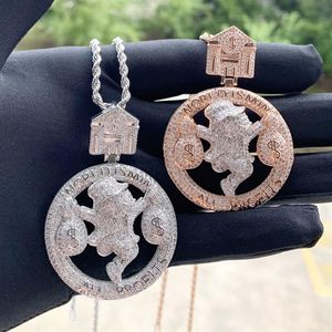 Chains Hip Hop Boy Men Jewelry All Profits World Is Mine Full Paved 5A CZ Trap House Dollar Iced Out Fashion Pendant NecklaceChains296e