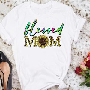 Kvinnors T-skjortor Kvinnor T-shirt Kvinnor Cartoon Flower Letter Mama Mamma Mamma Love Sweet Summer Sweet Tshirts Fashion Clothes Stylish Top