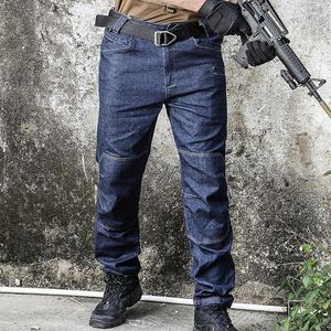 Jaktbyxor utomhus taktiska löst rak rör multi ficka Secret Service byxa stretch smal montering enhetlig soldat vandring jeans