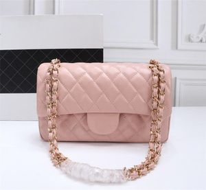 Top Designe Custom Luxury Brand Handbag Channel Women s Bag L der Guldkedja Crossbody cm svartvitt rosa n tkreaturklipp Sheep Shearskinn