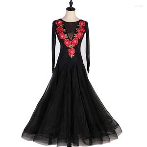 Scene Wear Adult Ballroom Competition Dance Dresses 2022 Högkvalitativ långärmad tango Waltz Dancing Dress Women