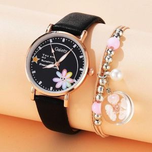 Armbandsur 2st Set Gaiety Fashion Armband Watch Women Ladies armbandsurklockor för Girl Relogio Feminino