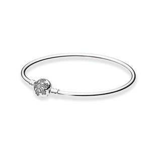 CZ Diamond Snowflake Grosp Banglet Bracelet Real Sterling Silver Mulheres Presente de casamento com caixa original para Pandora Hand Charms Bracelets