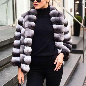 Women's Fur High Quality Real Rex Jacket With Turn-down Collar Trendy Women Genuine Coat Woman Winter Outwear