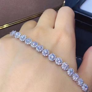 Mdina Real Moissanite Diamond Bracelet 925 Серебряный серебряный белый каменный браслет для женщин.