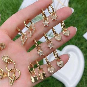 HOOP HUGGIE 5PAIRS 2022 Minimalistyczne CZ Pave Star Serce Kolczyki dla kobiet Wedding Gold Style Fashion Vintage Earringhoop338r