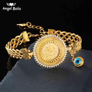 Dubai Bangles Ethiopian Islamic Muslim Bangles African Oman Jewelry Arab Middle East ed Turkish Coin Bracelet for Women 220117211J