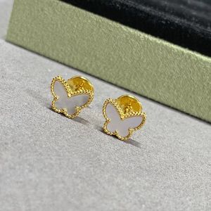 S925 STERLING Gümüş Tatlı Kelebek Tasarımcı Sapı Küpeler Kadınlar İçin Lüks Marka Yonca Kabuğu Kısa Gerili Bilezikler Kolye Küpe Mücevher Hediye