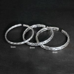 Ağır Katı 999 Saf Gümüş Ed Bangles Erkekler Sterlling Gümüş Bilezik Vintage Punk Kaya Tarzı Kol Bandı Man Kuff Bangle G0916283E