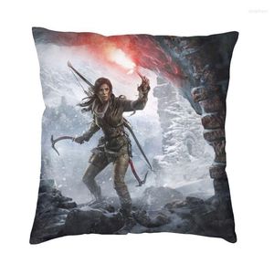 Rise do travesseiro da tumba Raider Lara Croft Square Caso Decoração de videogame de videogame Sofá S arremesso de capa