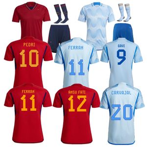 2022 Spanje Home Away Soccer Jerseys Espana Ansu Fati Asensio Morata Pedri Ferran Gavi Azpilicueta C.Soler 22 23 World Ramos Cup voetbal Shirts