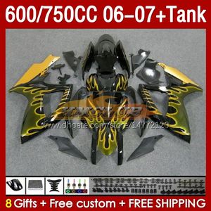 Suzuki GSXR750 GSXR600 K6 GSX-R600 2006 2007 154NO.60 GSXR-750 GSXR 600 750 CC 750cc 06-07 600cc GSXR-600 06 07 OEM kaplama sarı alevler