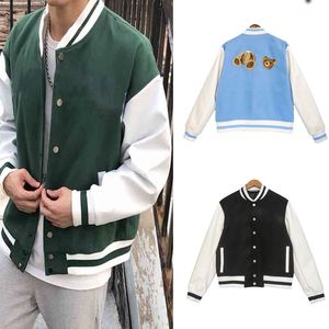 Mens Baseball Bomber Jacket Leather Long Sleeve Short Coat Street Style White Green Color Designer Sweatshirt with Pockets 2022 Fall Ladies Print Patch Clothe