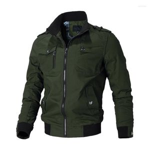 Herrjackor Autumn Military Jacket Men mode Bomber Ytterkl￤der Casual Long Sleeve Wid Down Collar Jackes Coats Mens M-4XL