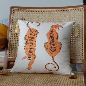 Travesseiro dunxdeco capa decorativa de luxo moderno simples tigre laranja tigre tigre artístico counsin sofá cadeira decoração