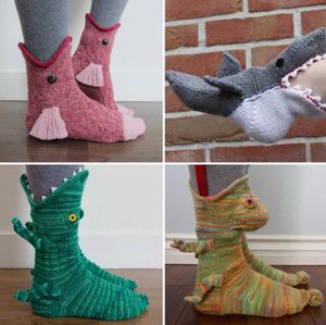 Stricken Krokodil Socken Herren Mode Casual Jungen Lustige Shark Cartoon Indoor Möbel Socken 4 Stile fy7959 Großhandel